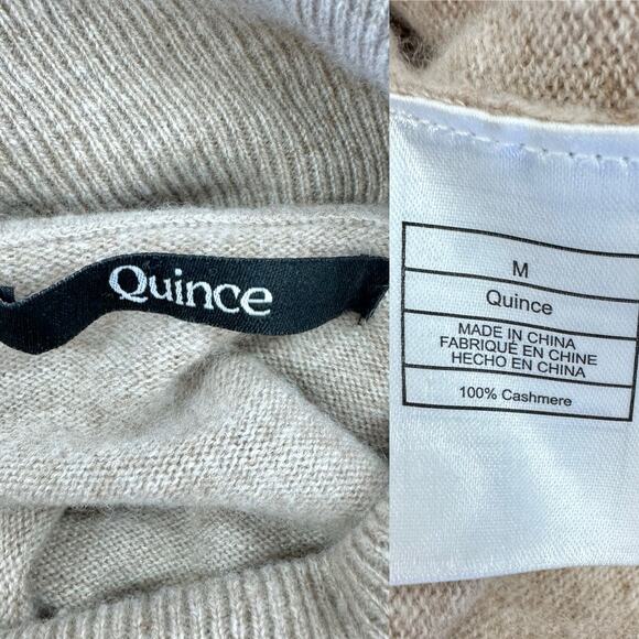 Quince Mongolian Cashmere Turtleneck Sweater Dress in Oatmeal Size Medium - Picture 3 of 15